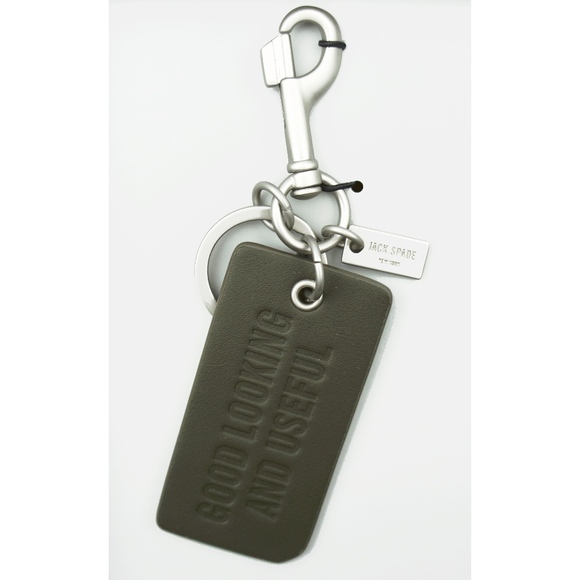 New JACK SPADE Olive Camo Leather Key Fob Ring - Picture 2 of 3